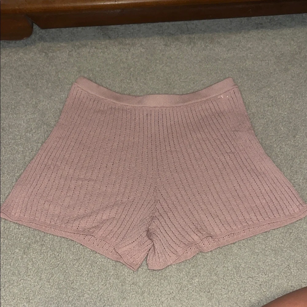 Women’s Knit cover up bathing suit, Shorts - Dusty Pink